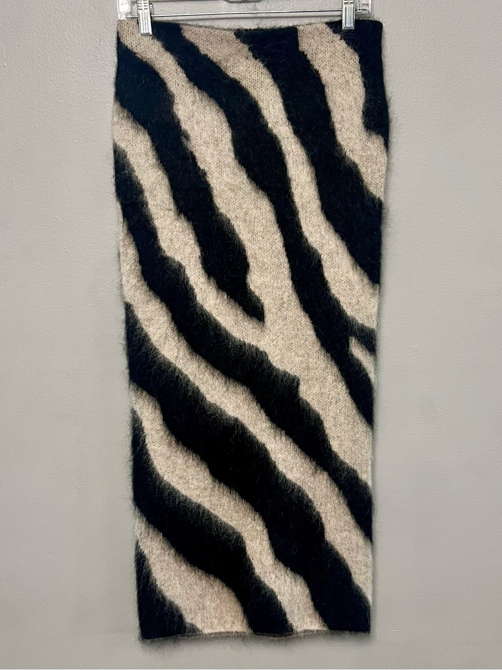H&M Premium Selection Zebra Print Jacquard Knit Mohair Blend Skirt Small